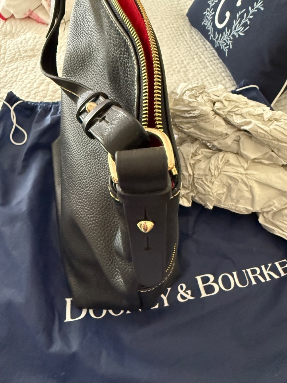 Dooney & Bourke Pebble Grain Black Dillon Double Pocket Bag Handbag Purse - Picture 13 of 13